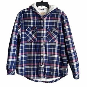 Boston Trader Sherpa Lined Flannel Hoodie Size M